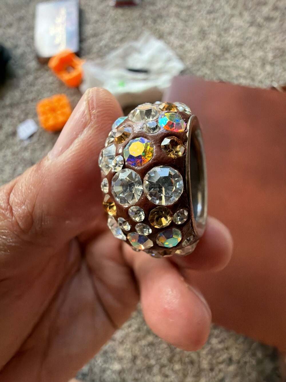 Statement Domed Resin Ring with Multicolor Rhinestone Crystals
